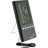 Laikapstākļu stacija – elektroniska, ar zondi, melna ['termometrs ar pulksteni', ' iekšējais termometrs', ' telpu termometrs', ' ārējais termometrs', ' piekarināms termometrs', ' brīvi stāvošs termometrs']