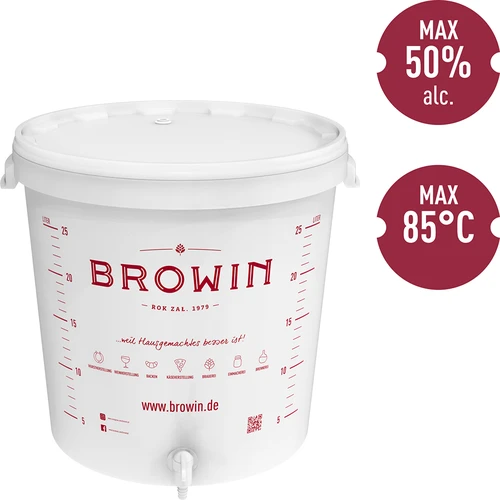 30 l fermentācijas tvertne ar vāku un krānu DE - 2
