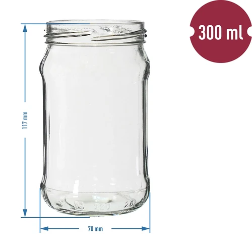 300 ml burkas ar krāsainiem vāciņiem fi 66 - 6 gab. - 2