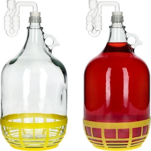 4 x Dama 5 L ar korķi, raudzēšanas cauruli, vāciņu un grozu - 6