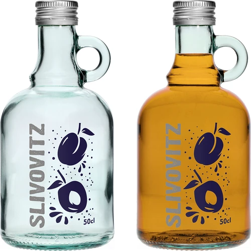 500 ml pudele ar skrūvējamu vāciņu un divkrāsu apdruku Slivovitz - 4 gab. - 4