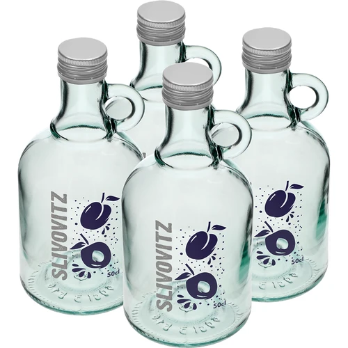 500 ml pudele ar skrūvējamu vāciņu un divkrāsu apdruku Slivovitz - 4 gab. - 2