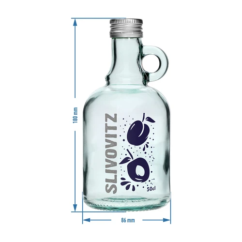 500 ml pudele ar skrūvējamu vāciņu un divkrāsu apdruku Slivovitz - 4 gab. - 7