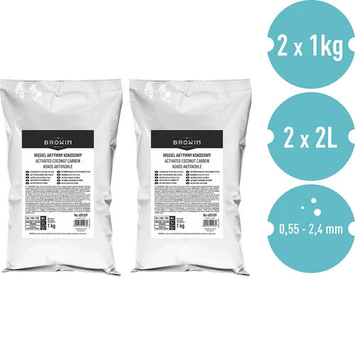 Aktivētā ogle no kokosriekstu čaumalām 1 kg x 2 - komplekts - 2