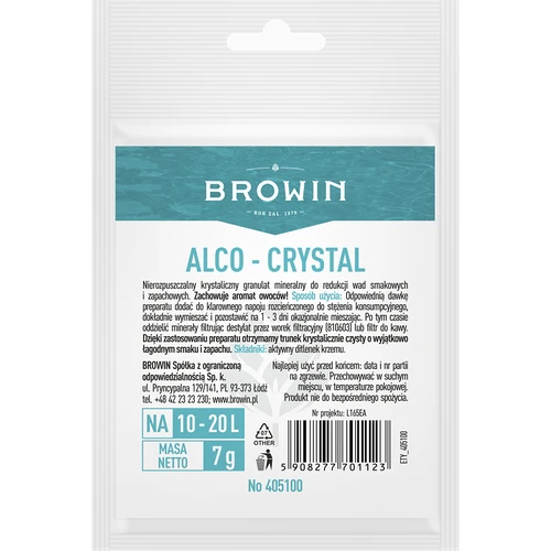 Alco-crystal - līdzeklis alkoholisko dzērienu īpašību uzlabošanai