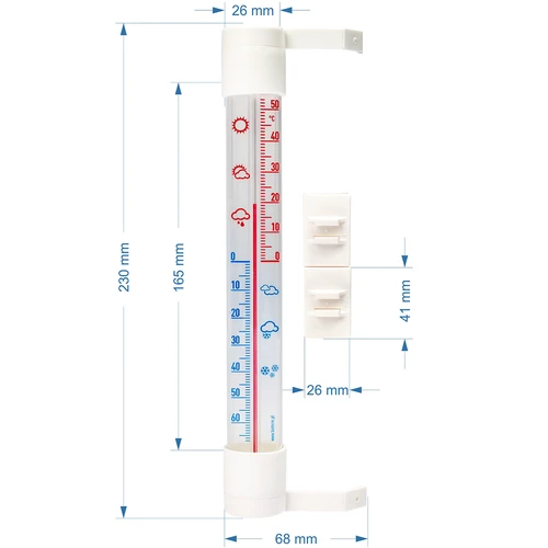 Āra termometrs ar caurspīdīgu skalu (-70 °C līdz +50 °C) 23 cm mix - 2