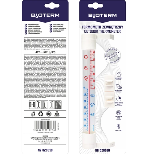 Āra termometrs ar caurspīdīgu skalu (-70 °C līdz +50 °C) 23 cm mix - 8