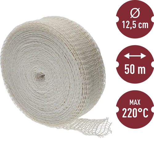 Balts gaļas izstrādājumu tīkls, izmērs 12,5 cm x 50 m, ar termisko izturību līdz 220°C - 3