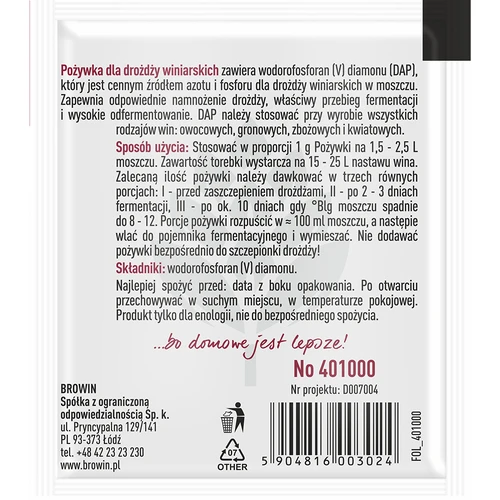 Barības viela vīna raugiem, 10 g - 2