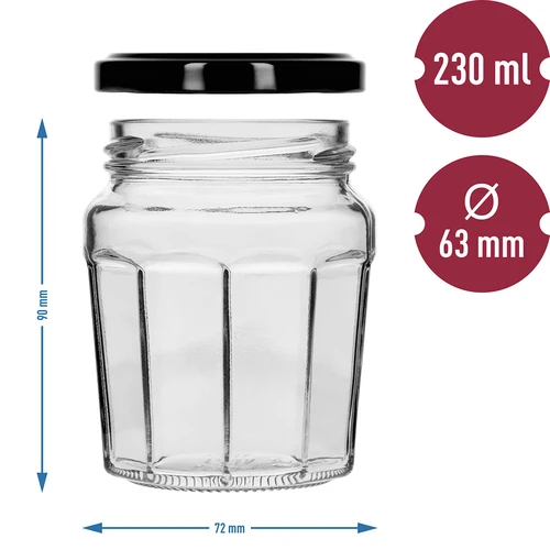 Burka Konfitūra 230 ml ar melnu vāciņu fi63/4 - 6 gab. - 8