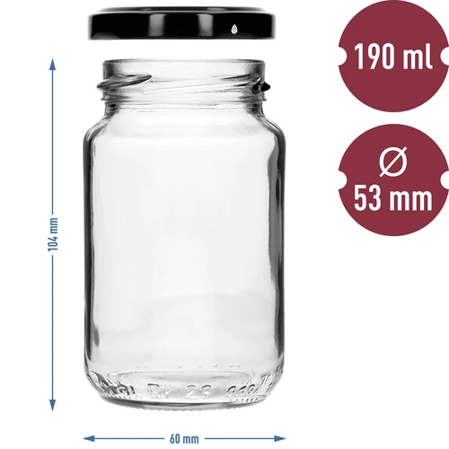 Burka TO 190 ml ar krāsainu vāciņu fi 53 - 8 gab. - 8