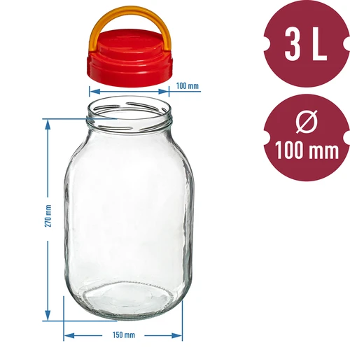 Burka TO 3 l ar plastmasas vāciņu + knaibles fi 100 - 6