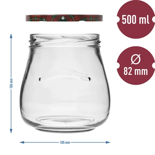 Burka twist-off 500 ml "Apgrieztā Amfora" ar krāsainu vāciņu fi 82/6, 6 gab. - 10