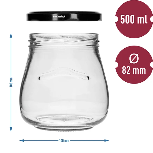 Burka twist-off 500 ml "Apvērstā Amfora" ar melnu vāciņu fi 82/6, 6 gab. - 9