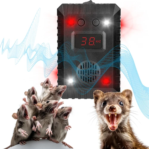 Caunu un grauzēju atbaidītājs automašīnām un telpām (ultraskaņa + LED) - 16