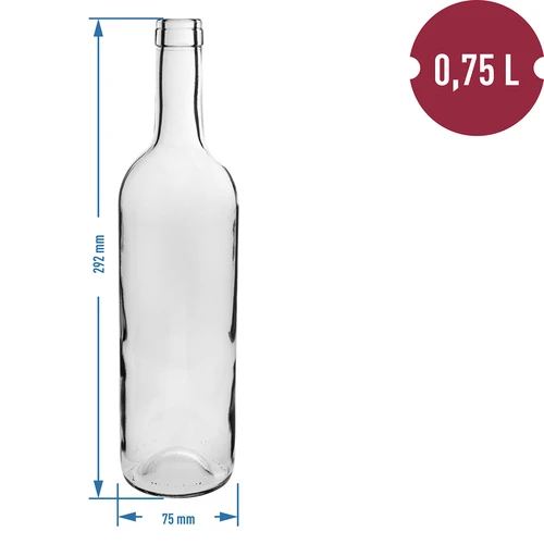 Caurspīdīga pudele vīnam 0,75 l - iepakojumā 8 gab. - 3