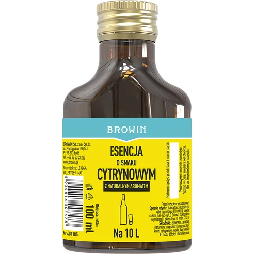 Citronu garšas esence ar dabīgu aromātu, paredzēta 10 L - 100 ml