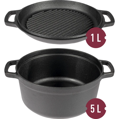 Čuguna katls ar pannu, 5 L + 1 L - 2
