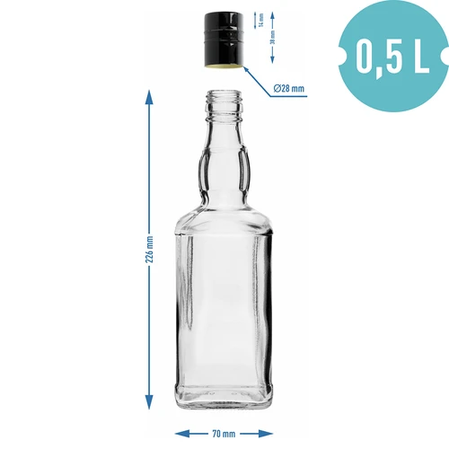 Daniels pudele 500 ml ar skrūvējamu vāciņu, 1 gab. - 6