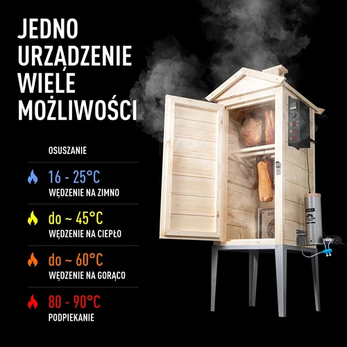 Dārza koka kūpinātava 200 L – dragON Wood 100E ar elektrisko sildīšanas moduli un kontrolieri - 4