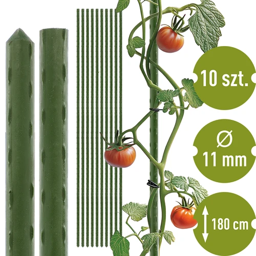 Dārza mietiņi Bioogród – tērauda ar pārklājumu, 1,8 m, Ø 11 mm, 10 gab.