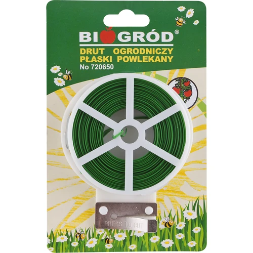 Dārza stieple, plakana, ar PVC pārklājumu, 50 m x 2 mm