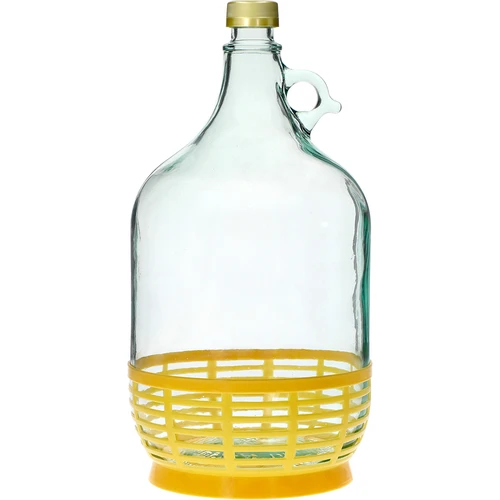 Demižons Dama 5 l ar skrūvējamu vāciņu un plastmasas grozu