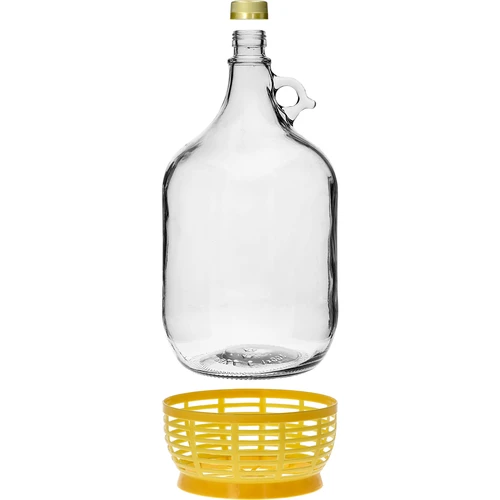 Demižons Dama 5 l ar skrūvējamu vāciņu un plastmasas grozu - 2