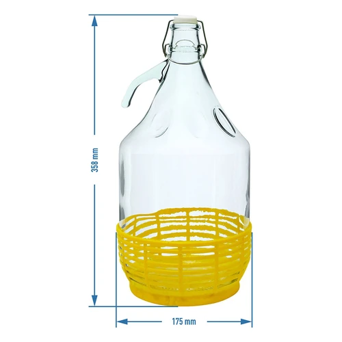 Demižons Dama 5 l - plastmasas grozs, stiepļu mehāniskā aizdare - 2