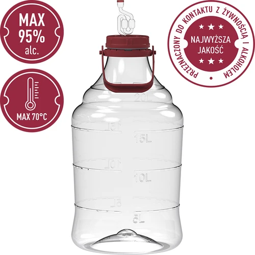 Demižons vīnam, viegls, neplīstošs, ar rokturi, 25 L - 5