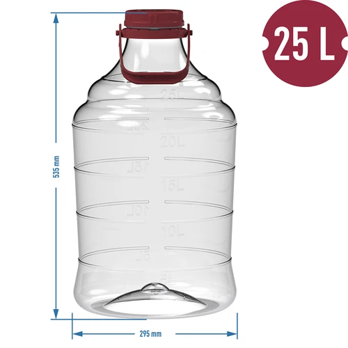 Demižons vīnam, viegls, neplīstošs, ar rokturi, 25 L - 6