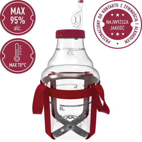 Demižons vīnam, viegls, nesaplīstošs, ar nesšanas siksnām, 10 l - 5