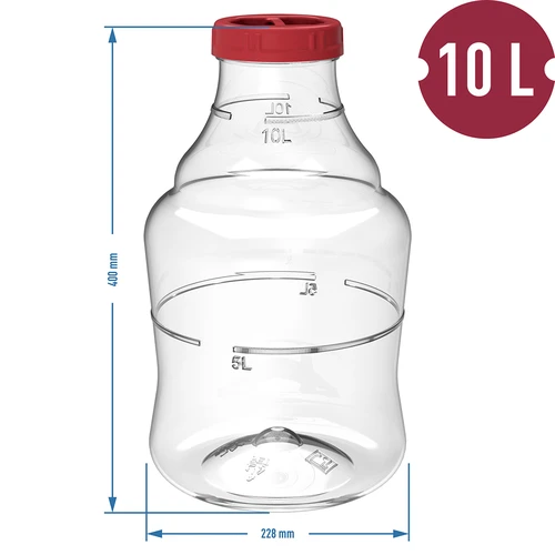 Demižons vīnam, viegls, nesaplīstošs, ar nesšanas siksnām, 10 l - 6