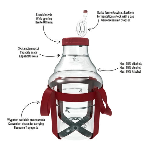 Demižons vīnam, viegls, nesaplīstošs, ar nesšanas siksnām, 10 l - 4