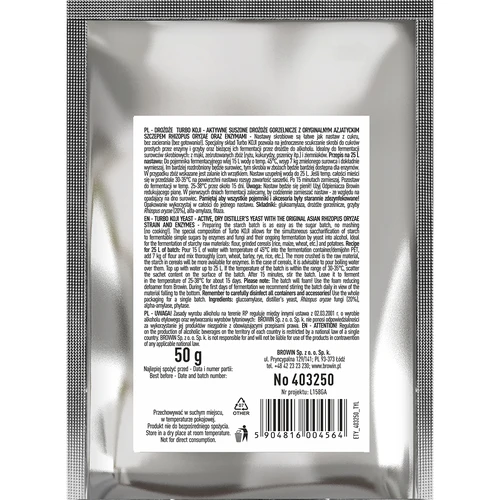 Destilācijas raugi Turbo Koji, 50 g (bez apcukurošanas!) - 2