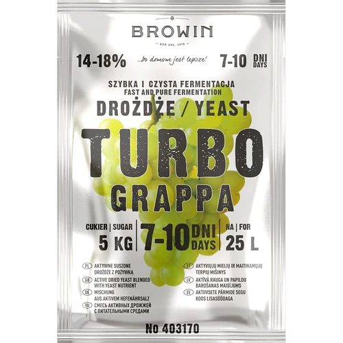 Destilācijas raugs Turbo Grappa 7-10 dienas - 2