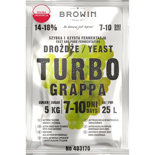 Destilācijas raugs Turbo Grappa 7-10 dienas