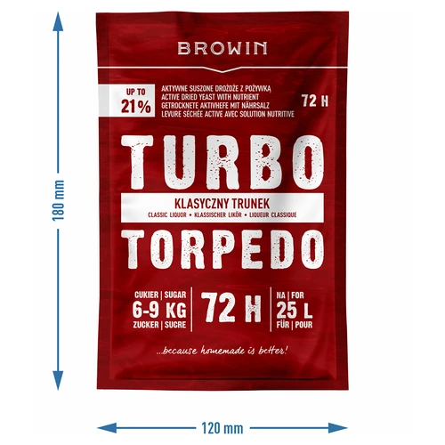 Destilācijas raugs Turbo Torpedo 72 h 21% - 120 g - 5