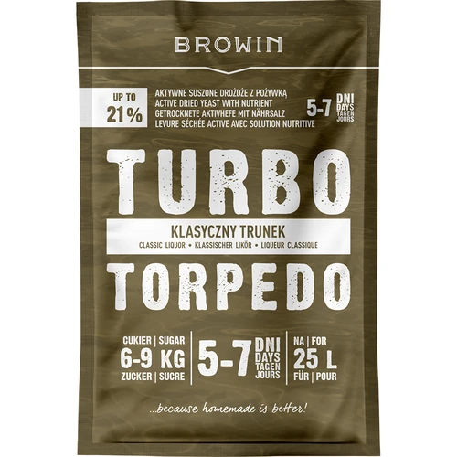 Destilācijas turbo raugs Turbo Torpedo 5–7 dienas 21% 100 g