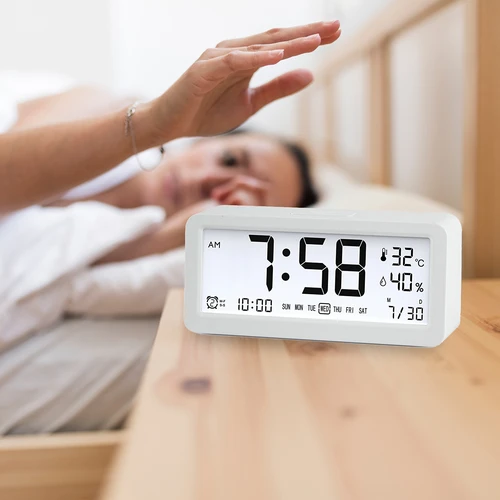 Elektroniskā laikapstākļu stacija Soens – balta, ar pulksteni un kalendāru - 7