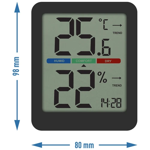Elektroniskais istabas termometrs, melns - 9