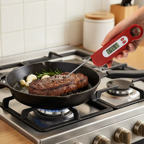 Elektroniskais kulinārais termometrs ar salokāmu zondi (-50/+300℃) sarkans - 7