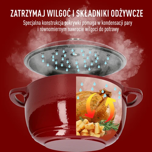 Emalēts čuguna katls - bordo, 4 l - 6