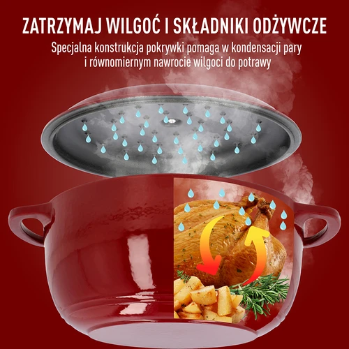 Emalēts čuguna katls – bordo, 5,8 l - 6