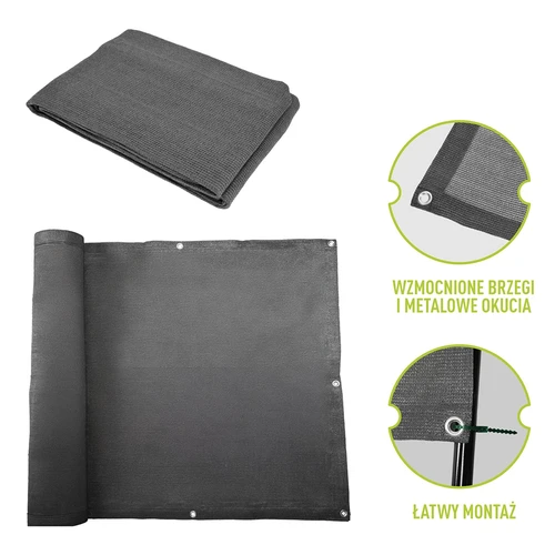 Ēnošanas tīkls (80%, 140 g/m2) 0,9x5 m, grafīta krāsas - 6