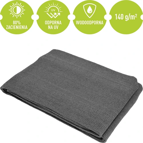 Ēnošanas tīkls (80%, 140 g/m2) 0,9x5 m, grafīta krāsas - 5