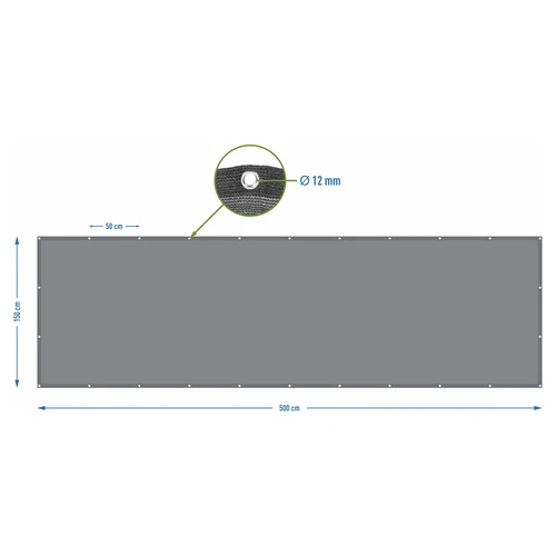 Ēnošanas tīkls (80%, 140 g/m2) 1,5 x 5 m, grafīta krāsas - 7