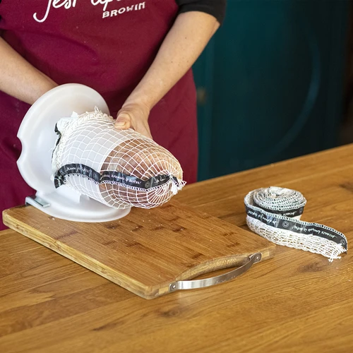 Gaļas izstrādājumu tīkls ar etiķeti, ar izmēriem 15 cm x 4 m, ar termisko izturību līdz 125°C - 2