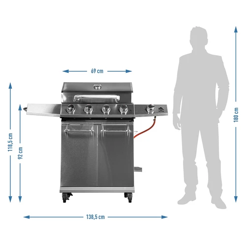 Gāzes grils dragON BBQ201, 18,8 kW, sudraba - 12