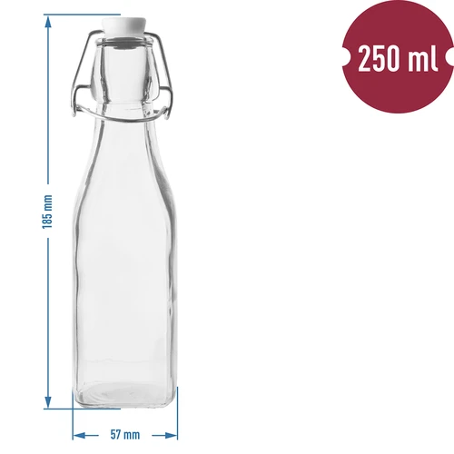 Hermētiski noslēdzama kvadrātveida pudele 250 ml - 2